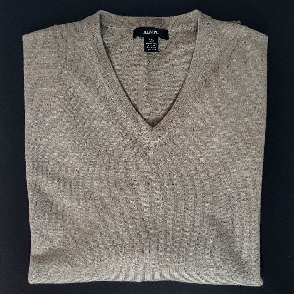 Alfani 100% Merino Wool Men's V-neck Sweater XXL
